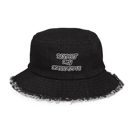 Respect My Narrative Distressed Denim Bucket Hat