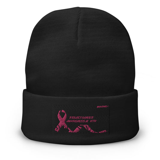 Breast Cancer Awareness Month Embroidered Beanie