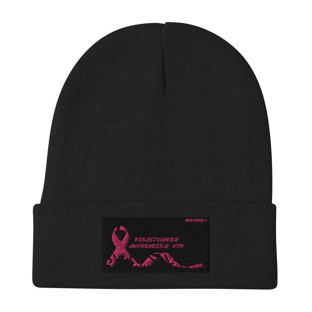 Breast Cancer Awareness Month Embroidered Beanie